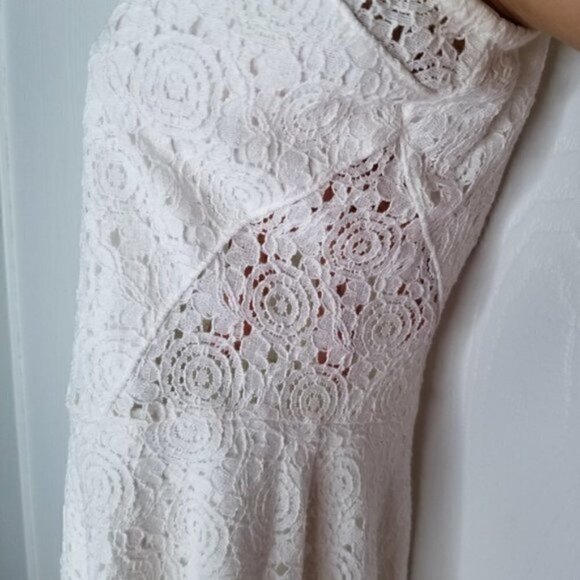 Aqua White Lace Crochet Skater Sleeveless Dress - Picture 6 of 7